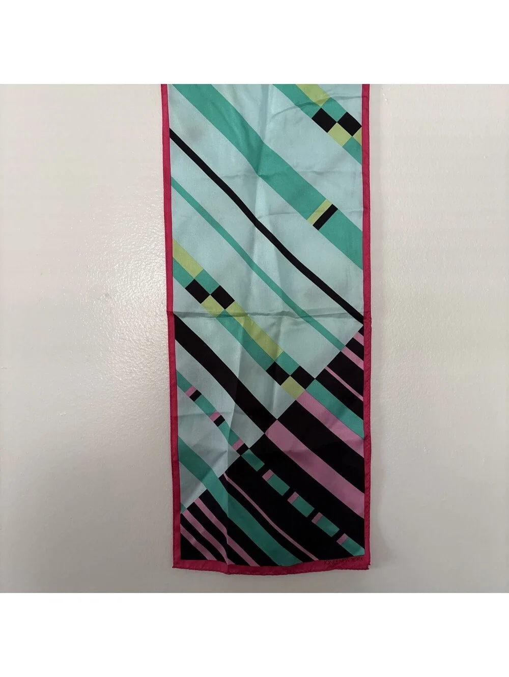 Jones New York Signed Scarf Colorful Striped Colorblock Print  10x52 Rectangle